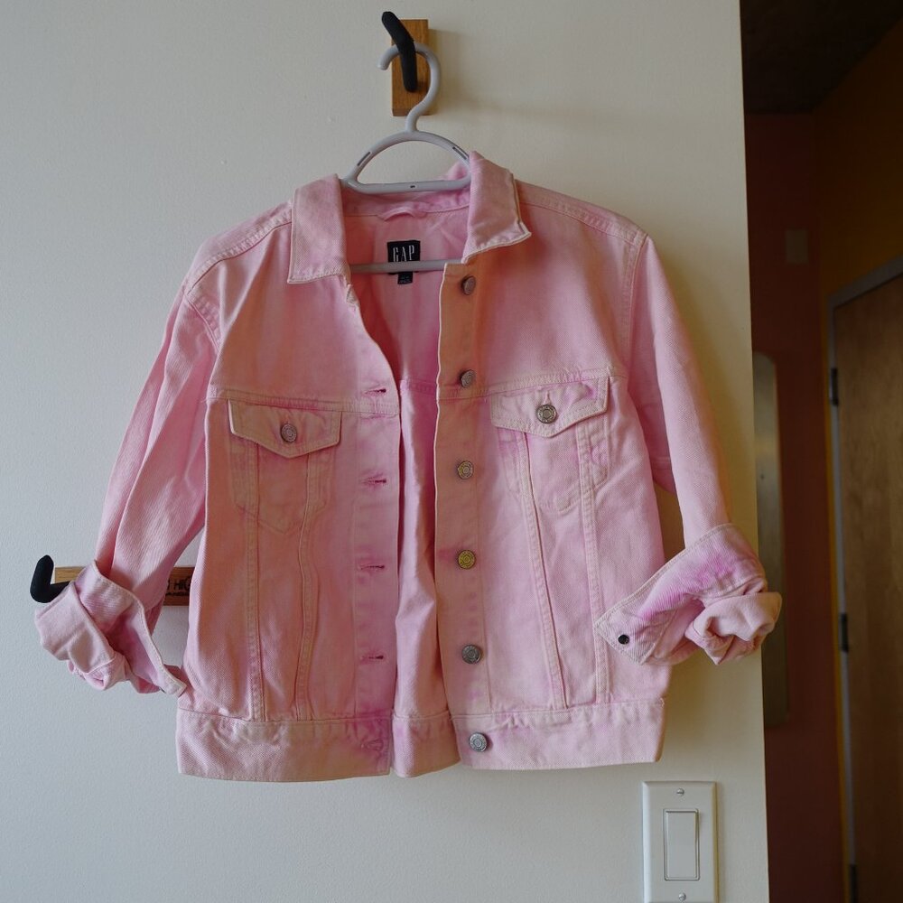 Gap pink denim jean jacket XS XSmall 0 2